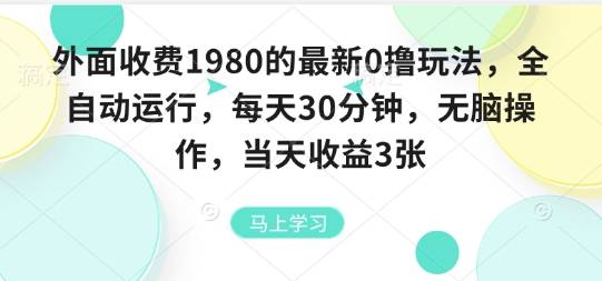 外面收费1980的最新0撸玩法，全自动挂G，每天30分钟，无脑操作，当天收益3张【揭秘】-云推网创项目库