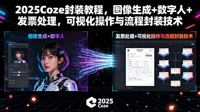 2025Coze封装教程，图像生成+数字人+发票处理，可视化操作与流程封装技术-云推网创项目库