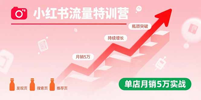 小红书流量特训营：突破流量瓶颈，实现店铺持续增长，单店月销5万实战-云推网创项目库