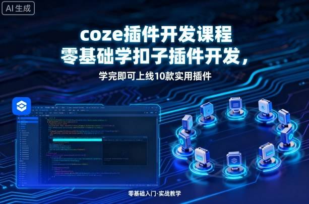 coze插件开发课程，零基础学扣子插件开发，学完即可上线10款实用插件-云推网创项目库