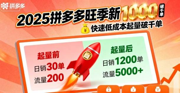 2025拼多多旺季新老店铺——快速低成本起量破千单-云推网创项目库
