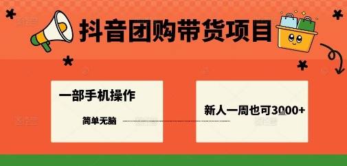 抖音团购带货项目，一部手机简单操作，一周3k+-云推网创项目库