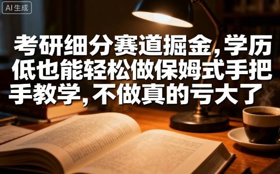 考研细分赛道掘金，日入1k+，学历低也能轻松做保姆式手把手教学，不做真的亏大了【揭秘】-云推网创项目库