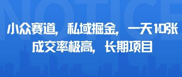 小众赛道，私域掘金，一天多张，成交率极高，长期项目-云推网创项目库