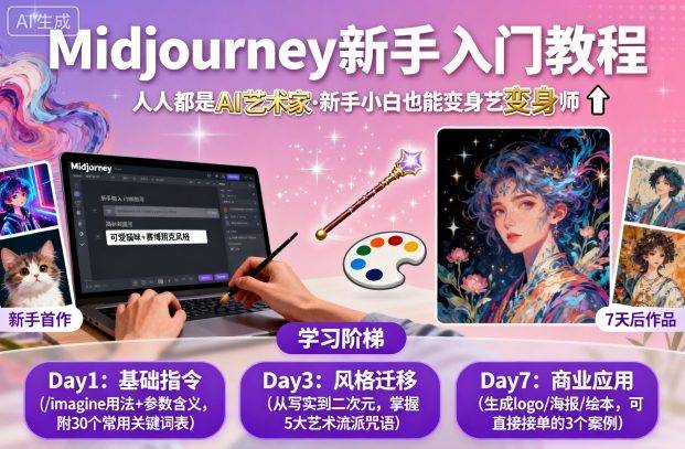 midjourney新手入门教程：人人都是AI艺术家，新手小白也能变身艺术大师-云推网创项目库