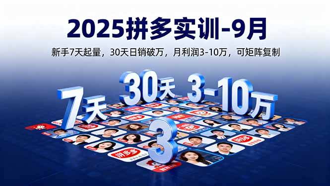 2025拼多多实训-9月：新手7天起量,30天日销破万,月利润3-10万,可矩阵复制-云推网创项目库