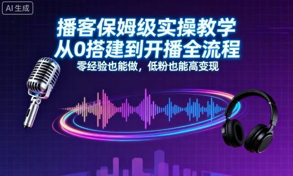 播客保姆级实操教学，从0搭建到开播全流程，零经验也能做，低粉也能高变现-云推网创项目库