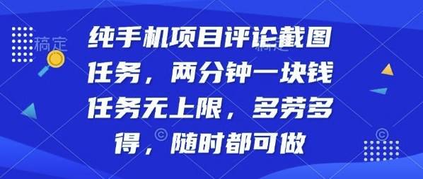 纯手机项目评论截图任务，两分钟一块钱多劳多得，随时随地都能做【揭秘】-云推网创项目库