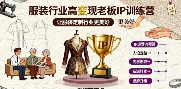 服装行业高变现老板IP训练营,让服装定制行业更美好-云推网创项目库