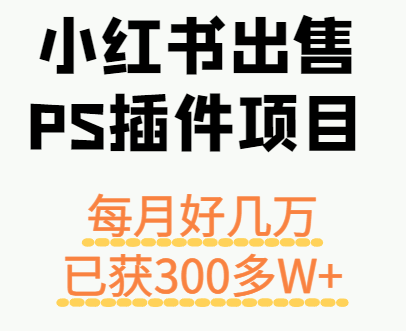 小红书出售PS插件项目，每月都收入好几万，长期操作已获利300多W+-云推网创项目库