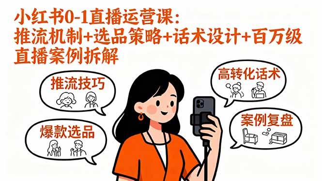 小红书0-1直播运营课：推流机制+选品策略+话术设计+百万级直播案例拆解-云推网创项目库