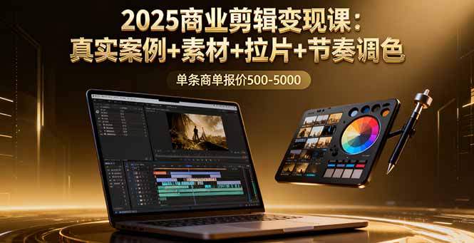 2025商业剪辑变现课：真实案例+素材+拉片+节奏调色，单条商单报价500-5000-云推网创项目库
