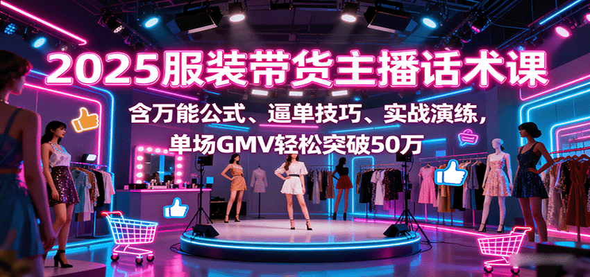 2025服装带货主播话术课，含万能公式、逼单技巧、实战演练，单场GMV轻松突破50万-云推网创项目库