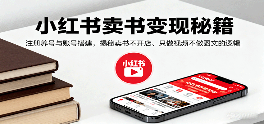 小红书卖书变现秘籍，注册养号与账号搭建，揭秘卖书不开店、只做视频不做图文的逻辑-云推网创项目库