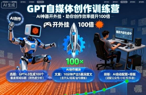 GPT自媒体创作训练营：AI神器开外挂，助你创作效率提升100倍-云推网创项目库