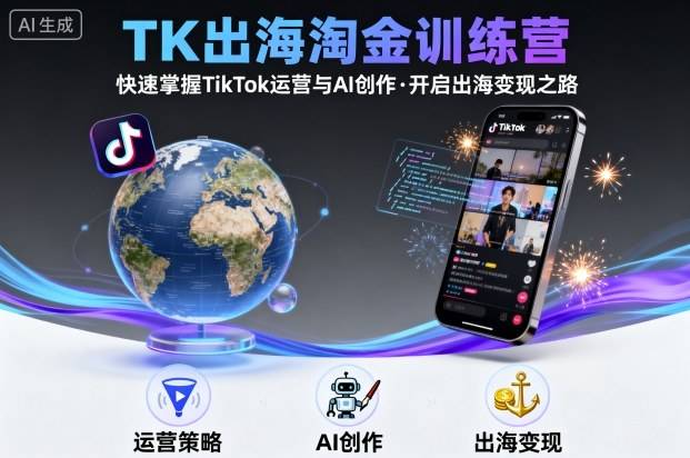 TK出海淘金训练营，助你快速掌握TikTok运营与AI创作，开启出海变现之路-云推网创项目库