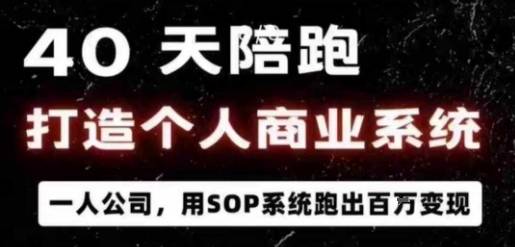 40天陪跑打造个人商业系统,一人公司,用SOP系统跑出百W变现-云推网创项目库