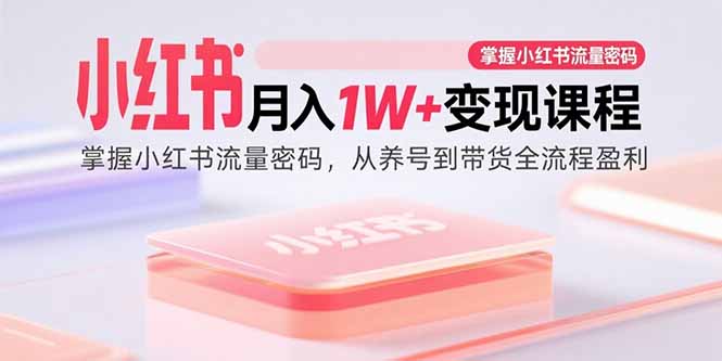 小红书月入1W+变现课程：掌握小红书流量密码，从养号到带货全流程盈利-云推网创项目库