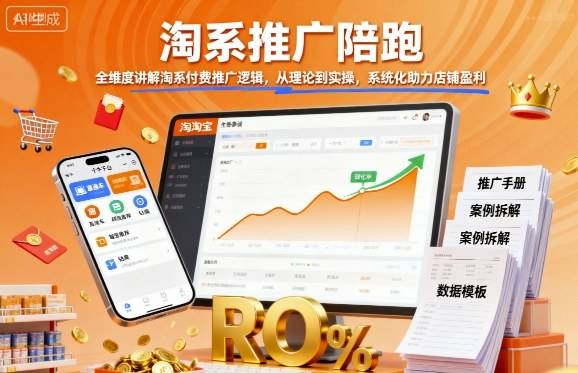 淘系推广陪跑，全维度讲解淘系付费推广逻辑，从理论到实操，系统化助力店铺盈利-云推网创项目库