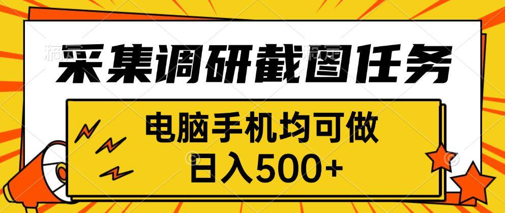 采集，调研，截图任务，电脑手机均可做，日入500+-云推网创项目库