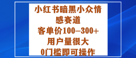 小红书暗黑小众情感赛道，客单价100-300+用户量很大，0门槛即可操作-云推网创项目库