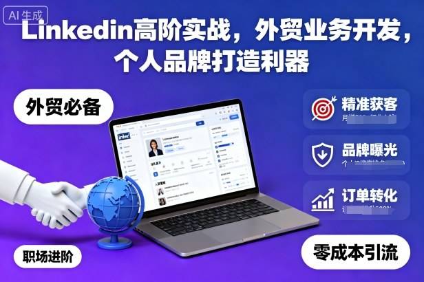 Linkedin高阶实战,外贸业务开发,个人品牌打造利器-云推网创项目库