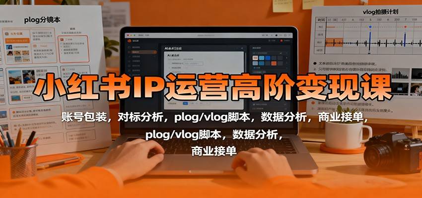 小红书IP运营高阶变现课:账号包装,对标分析,plog/vlog脚本,数据分析,商业接单-云推网创项目库