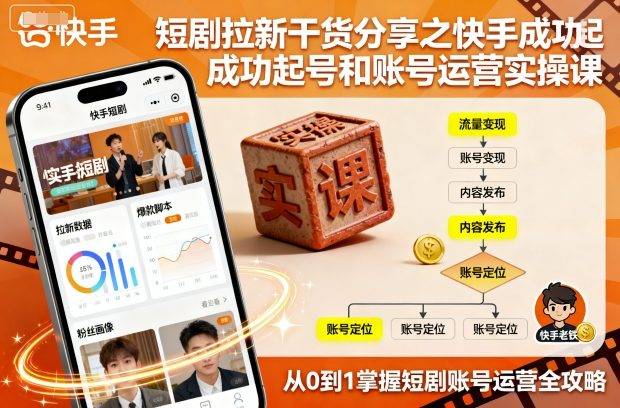 短剧拉新干货分享之快手成功起号和账号运营实操课-云推网创项目库