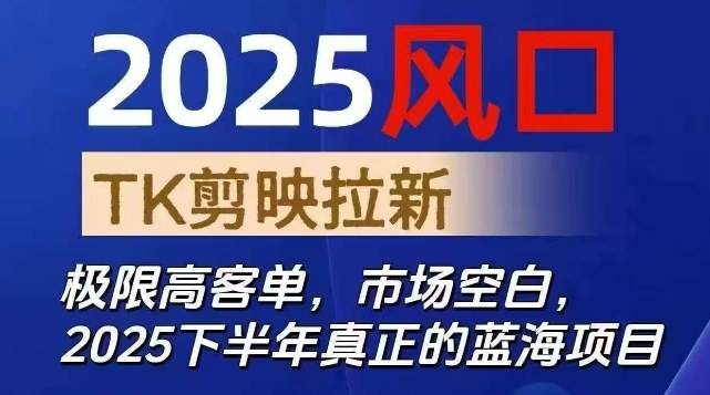 2025风口TK剪映capcut拉新项目,极限高客单,市场空白,2025下半年真正的蓝海项目-云推网创项目库