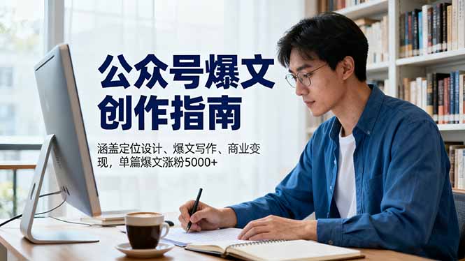 公众号爆文创作指南,涵盖定位设计+爆文写作+商业变现,单篇爆文涨粉5000+-云推网创项目库