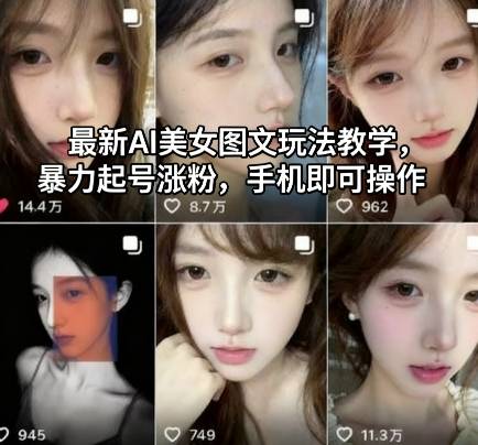 最新AI美女图文玩法教学,暴力起号涨粉,手机即可操作-云推网创项目库