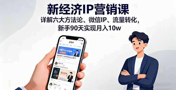新经济IP营销课：详解六大方法论、微信IP、流量转化，新手90天实现月入10w-云推网创项目库