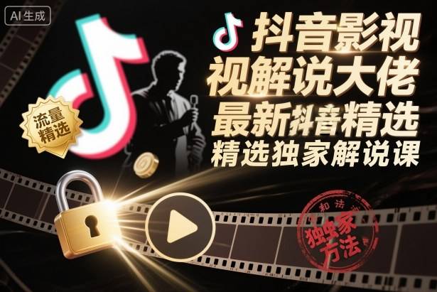 抖音影视解说大佬最新抖音进精选和独家方法,精选独家解说课-云推网创项目库