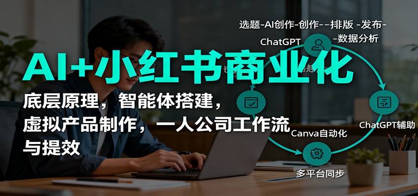 AI+小红书商业化,底层原理,智能体搭建,虚拟产品制作,一人公司工作流与提效-云推网创项目库