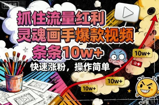 抓住流量红利,灵魂画手爆款视频,条条10w+,快速涨粉,操作简单-云推网创项目库