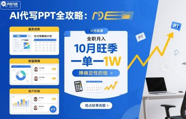 AI代写PPT全攻略，10月旺季，一单一结，全职月入1W，賺确定性的钱-云推网创项目库