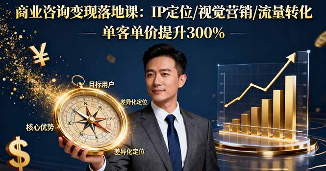 商业咨询变现落地课：IP定位/视觉营销/流量转化，单客单价提升300%-云推网创项目库