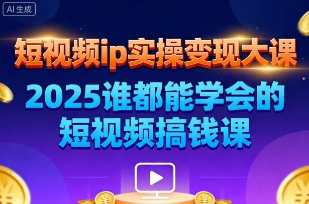 短视频ip实操变现大课,7月26-27日广州站线下课,2025谁都能学会的短视频搞钱课-云推网创项目库