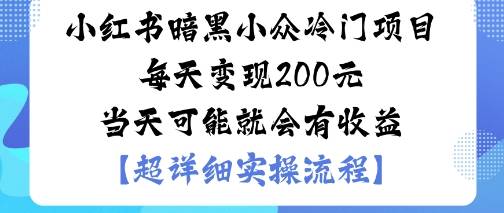 小红书暗黑小众冷门项目每天变现2张当天可能就会有收益-云推网创项目库