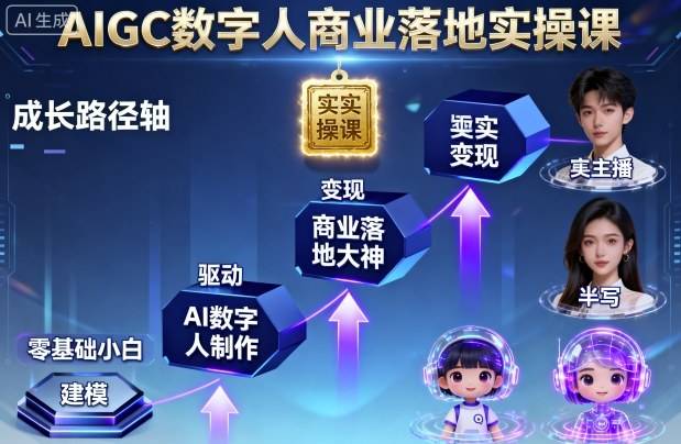 AIGC数字人商业落地实操课，从零基础小白到AI数字人大神-云推网创项目库