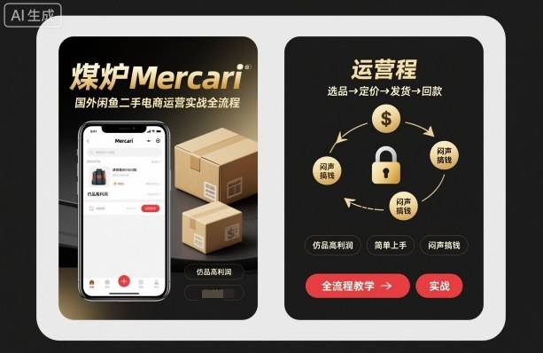 煤炉Mercari国外闲鱼二手电商运营实战全流程，仿品高利润，简单上手，闷声搞钱-云推网创项目库