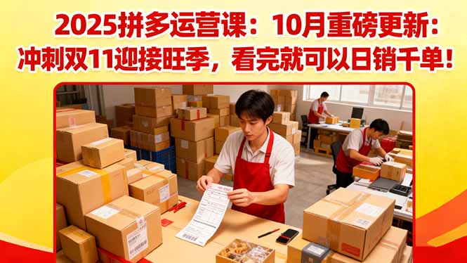 2025拼多多运营课:10月重磅更新:冲刺双11迎接旺季,看完就可以日销千单-云推网创项目库
