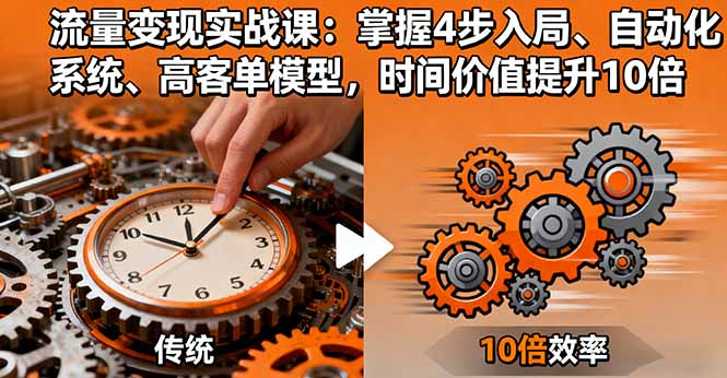 流量变现实战课：掌握4步入局、自动化系统、高客单模型，时间价值提升10倍-云推网创项目库