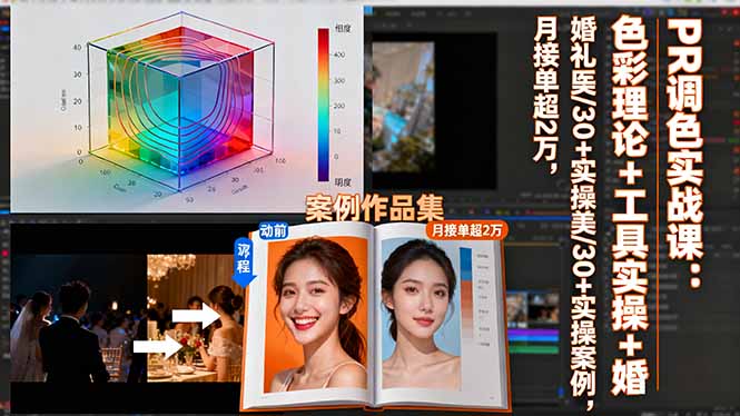 PR调色实战课：色彩理论+工具实操+婚礼医美/30+实操案例，月接单超2万-云推网创项目库