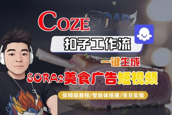 Coze扣子智能体工作流一键生成“SORA2美食广告“短视频,全流程保姆级教学-云推网创项目库
