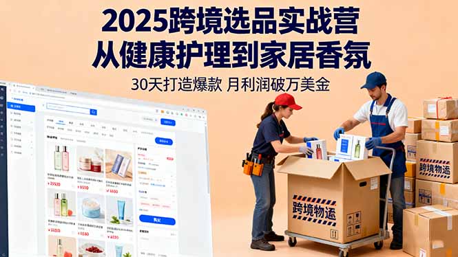 2025跨境选品实战营：从健康护理到家居香氛，30天打造爆款,月利润破万美金-云推网创项目库