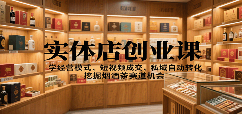 实体店创业课：学经营模式、短视频成交、私域自动转化，挖掘烟酒茶赛道机会-云推网创项目库