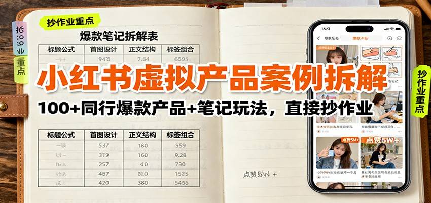 小红书虚拟产品案例拆解：100+同行爆款产品+笔记玩法，直接抄作业-云推网创项目库