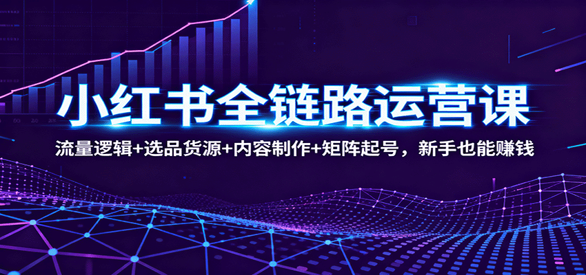 小红书全链路运营课：流量逻辑+选品货源+内容制作+矩阵起号，新手也能赚钱-云推网创项目库