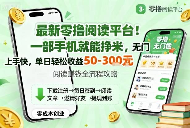 最新零撸阅读平台！一部手机就能挣米，无门槛上手快，单日轻松收益50-3张【揭秘】-云推网创项目库